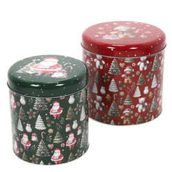 Ünnepi fém tárolókészlet különböző méretekben, 2 db, piros