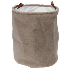 Boucle anyag tároló kosár, műbőr fogantyúkkal, Ø 38 x 50 cm