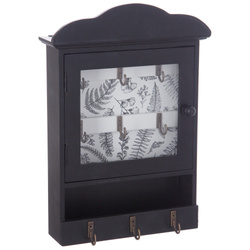 Fából készült kulcstartó, tároló, vintage stílus, fekete || fehér