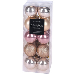 Karácsonyi díszgömb készlet, Ø 4 cm, 20 darab