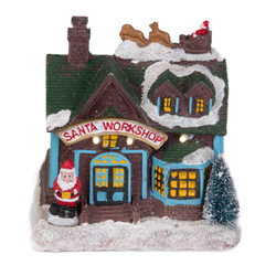 Karácsonyi dísz Téli házikó, LED világítás, 15 x 12,5 x 9,5 cm