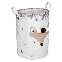 Pomponos játéktároló kosár, összecsukható, Ø 35 cm