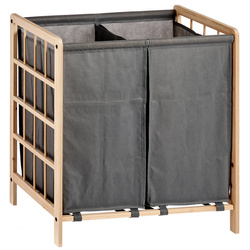 Két rekeszes szekrénykosár, fa + szövet