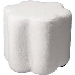 YORE virág puff, bárányhús kárpit, 34 x 34 x 29 cm, fehér