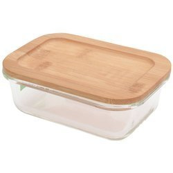 Üveg edény bambusz fedéllel, 370 ml