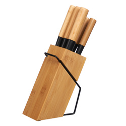 6 darabos bambusz nyelű konyhakés készlet BAMY állványban