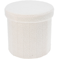 Kerek puff tárolóval KRUK, boucle, 38 x 38 cm