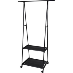 Fém ruhatartó állvány cipőtartóval, 55 - 88 x 45 x 157 cm