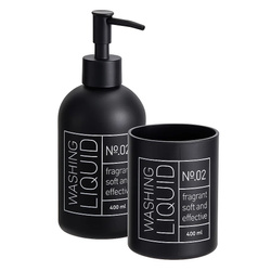 ONYX üveg szappanadagoló és fogkefetartó, fekete