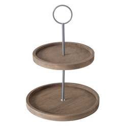 SAMINA dekoratív fa tálca, két szinten, magassága 35 cm