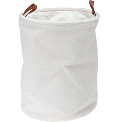 Tárolókosár boucle anyagból, fogantyúi műbőr, Ø 38 x 50 cm