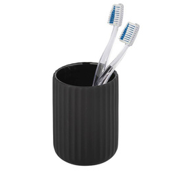 BELLUNO fogkefe tartó, kerámia, Ø 8 cm, WENKO, fekete