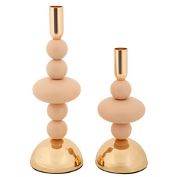 GALAXY 2-részes gyertyatartó-készlet fényes fém kivitelben, 22 cm & 30 cm magas