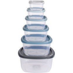 Étel tárolóedények fedéllel, 6 darab