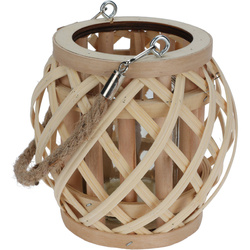 Bambusz lámpás juta fogantyúval, természetes