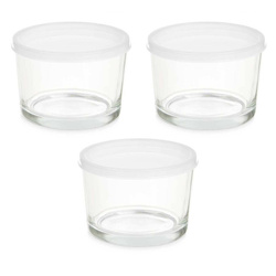 Üveg ételtartók fedéllel, 200 ml, 3 db.
