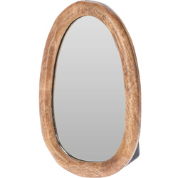 Kis ovális tükör mangó fa keretben