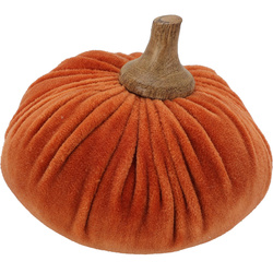 Műanyag tök, szövet dísz, 10 x 11 cm