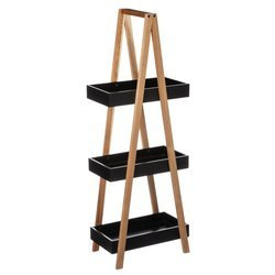 Fürdőszobai polc 3 szintes bambuszból, fürdőszobai akasztó, fekete