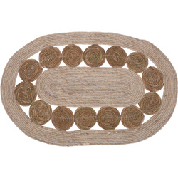 Juta szőnyeg, 80 x 50 cm, ovális