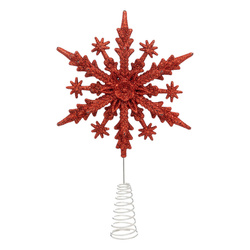 Fenyőfa csúcsdísz, csillogó hópehely, 22 cm