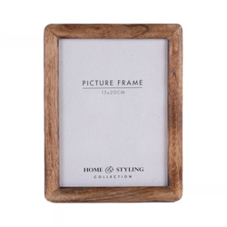 Fából készült, álló fényképkeret, mangófából, 23 x 2 x 28 cm