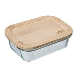 Üveg élelmiszer tárolóedény, bambusz fedél, 560 ml