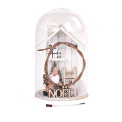 Üvegbura fából készült díszítéssel, 12,5 cm