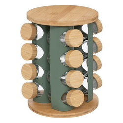 Forgó fűszertartó SENSIA, 13 üveg bambusz fedéllel