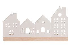 Porcelán városi gyertyatartó, 30 x 8 x 16 cm