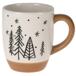 Téli bögre fenyőfás mintával, 330 ml