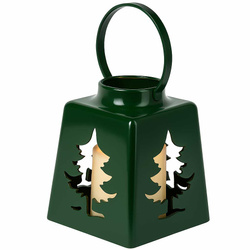 Karácsonyi lámpás LED gyertyával, 14 cm, zöld