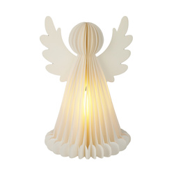 Fénylő karácsonyi dekoráció, papír angyal 6 LED-del