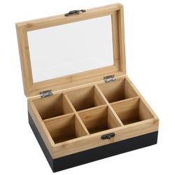 Bambusz teásdoboz 6 rekesszel, 21 x 15 x 8 cm