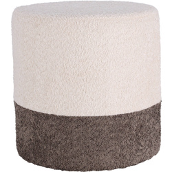 Kerek puff, két színben bouclé kárpitozva, Ø 35 x 34 cm