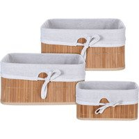 Bambusz tárolókosarak, kiegészítők tárolására, természetes