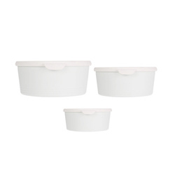 Kerek műanyag ételtárolók, 3 darab különböző méretben.