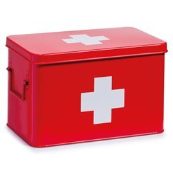 Fém elsősegélydoboz, orvosi doboz, 32x20x20,5 cm, ZELLER, fehér