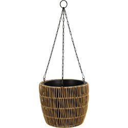 Függő virágcserép, technorattan burkolat, Ø 26 x 22 cm