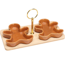 ZIMORA bambusz deszkán lévő falatnyi tálkák, 3 darab mézeskalács