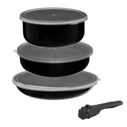 6 darabos edénykészlet levehető fogantyúval és szilikon fedőkkel