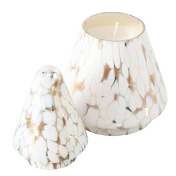 Üvegből készült, fenyőfa alakú DOTTI gyertya, magassága 17,5 cm