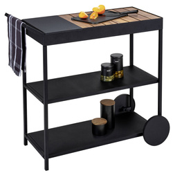 Fém és akáciából készült tálalókocsi MIRO