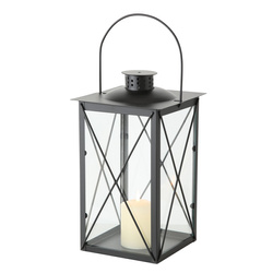 Fém gyertyalámpa, üvegtáblák, FAROL, 30 cm