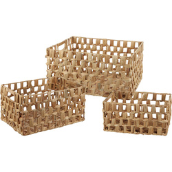 Tárolókosarak, tengeri hínár fonott, téglalap alakú, 3 darab