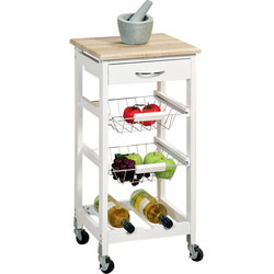 Háromszintes konyhai kocsi, üvegeknek hely, fiókkal, fehér, Kesper