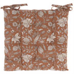 Kötözhető székpárna, virágmintás, 100% pamut, 40 x 40 cm