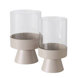 Pallas üveg gyertyatartók, fém láb, 2 darab