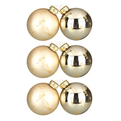 Sampány színű karácsonyfadísz készlet, 6 db, Ø 7 cm