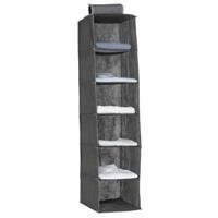 Szekrény textil szervező, 6 rekesz, függő, sötétszürke